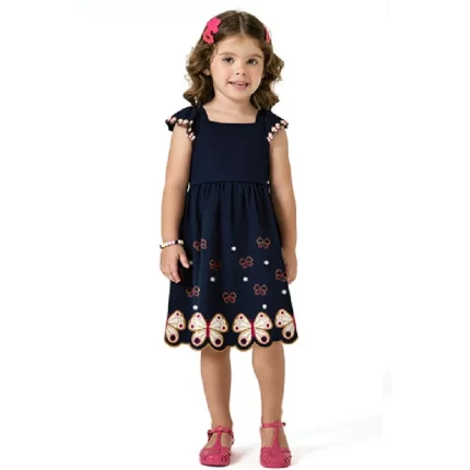Vestido Regata BORBOLETAS Kyly 1000980 Feminino Marinho