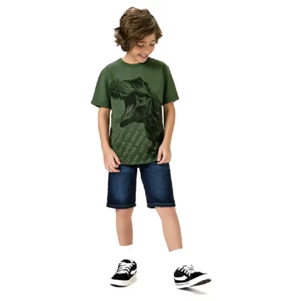 Camiseta Manga Curta Masculina DINOSSAURO Kyly 1001094 – Verde Jungle