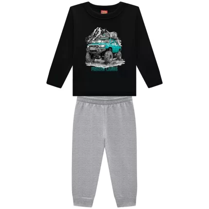 Conjunto FROZEN LANDS Moletom Felpado Blusão + Calça Kyly 1001201 Masculino – Tam 03 – Preto/Mescla