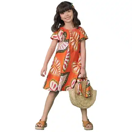 Vestido Manga Curta TROPICAL Nanai 6000286 Feminino – Laranja