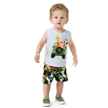 Conjunto Masculino SAFARI Regata + Bermuda Kyly 1001060 – Branco/Verde