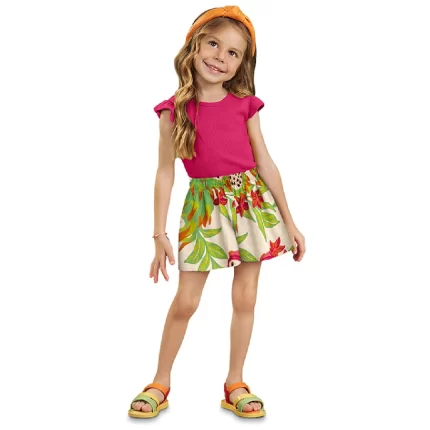 Conjunto Feminino PITAYA Blusa Boxy Manga Curta + Short Nanai 6000271 – Pink / Offwhite