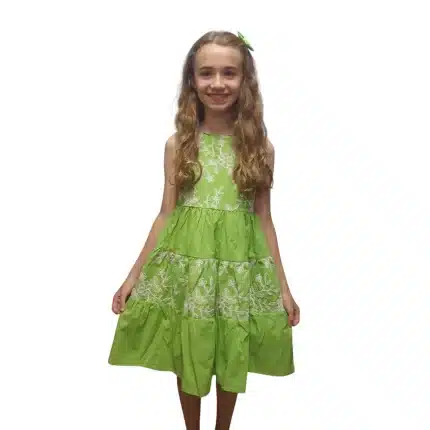 Vestido Festa Bordado FLORAL Nápoles Brunisa 420 – Verde