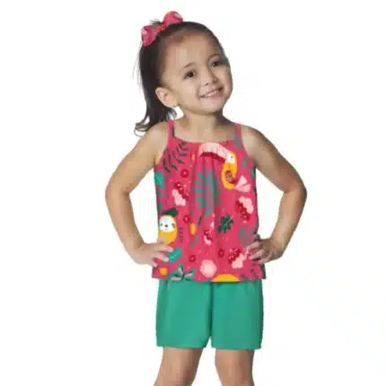 Conjunto Feminino TROPICAL Blusa com Alças + Shorts Kyly 1001275