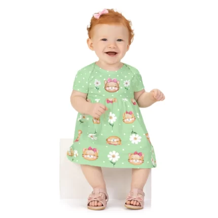 Body Vestido Manga Curta GATINHA Kyly 1001219 Feminino – Verde-Candy