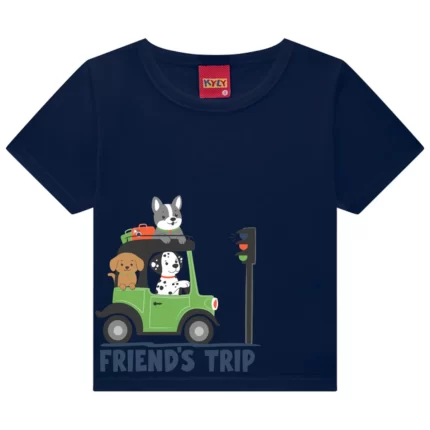 Camiseta Manga Curta Masculina CACHORRINHOS Kyly 1001320 – Marinho
