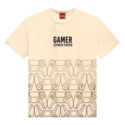 Camiseta Manga Curta Menino GAMER Kyly 1001357 – Bege – Tam 08