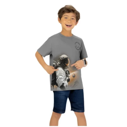 Camiseta Manga Curta Menino ASTRONAUTA Kyly 1001359 – Cinza