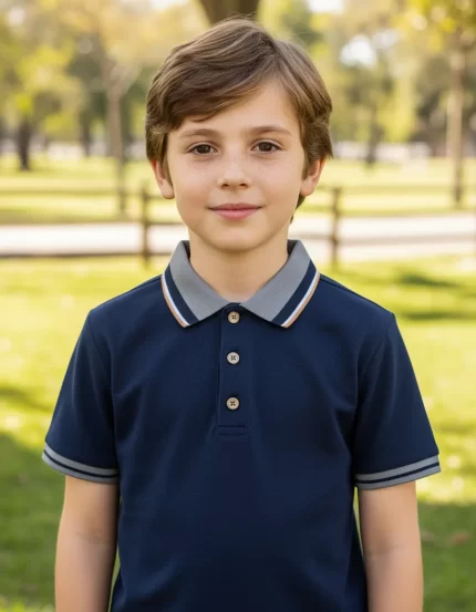 Camisa Polo Manga Curta Lisa Milon 2001361 Menino – Marinho