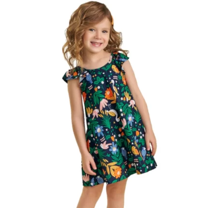 Vestido Manga Curta TROPICAL Nanai 6000319 Feminino – Marinho