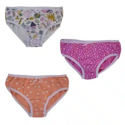 Kit 3 pçs Calcinha ESTAMPADA Malha Have Fun 28263 – Laranja / Pink / Offwhite