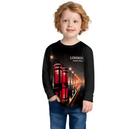 Camiseta Manga Longa Menino LONDON Kyly 1001592 – Preto