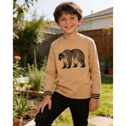 Camiseta Manga Longa Lisa Menino URSO Kyly 1001590 – Caramelo