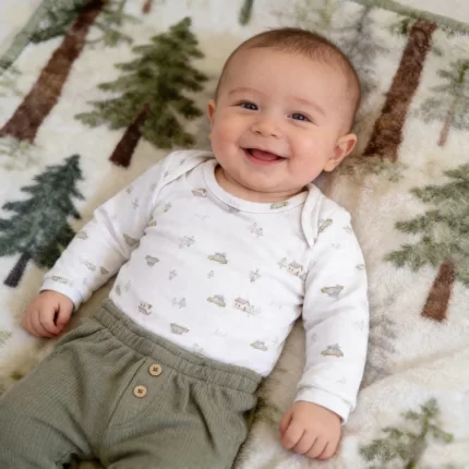 Conjunto CAMPING Body Manga Longa + Calça Canelada Letut 19594 Menino – Verde / Verde-Militar