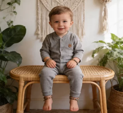 Macacão Longo Liso em Plush Comfort Canelado Letut 19630 Menino – Azul