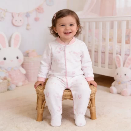 Macacão Longo PATINHOS em Plush Letut 19633 Menina – Rosa