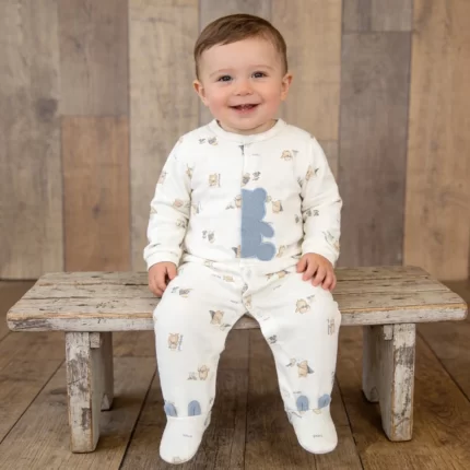 Macacão Longo URSINHOS em Malha Letut 19650 Menino – Creme