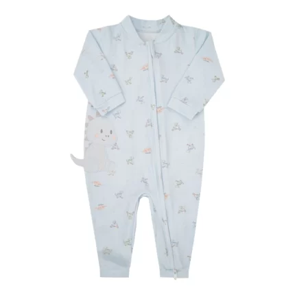 Macacão Longo DINO BABY Malha Zíper Duplo Letut 19653 Menino – Azul