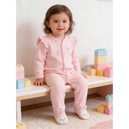 Macacão Longo CARNEIRINHO Malha Letut 19657 Menina – Rosa