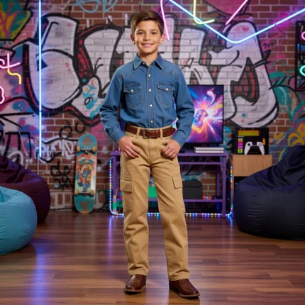 Calça Cargo em Sarja Comfort Masculina Mania Kids 3384 – Cáqui