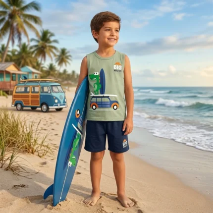 Conjunto Masculino BIG WAVES Regata + Bermuda Kyly 1001864 – Verde / Marinho