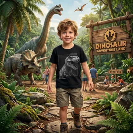 Camiseta Manga Curta Masculina DINOSSAURO Kyly 1001902 – Preto
