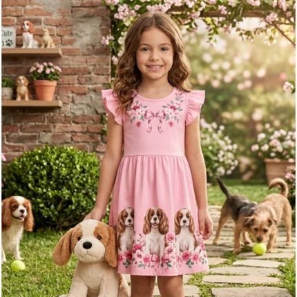 Vestido Manga Curta FLORAL Milon 2001720 Feminino – Rosa