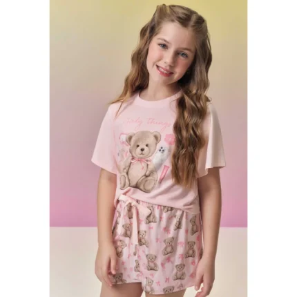 Pijama Curto Feminino URSINHO VicVicky 95089 – Pêssego