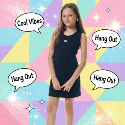 Vestido Regata Canelado LISO VicVicky 95585 Feminina – Preto