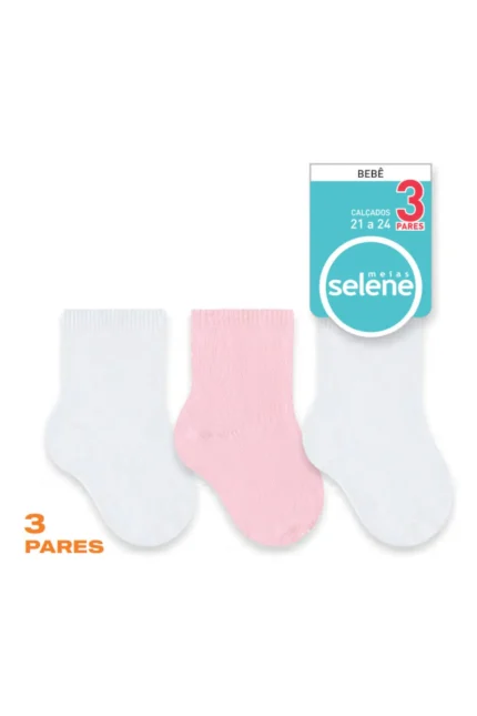 Kit 3 Pares Meia Infantil Lisa Cano Médio Selene 1355