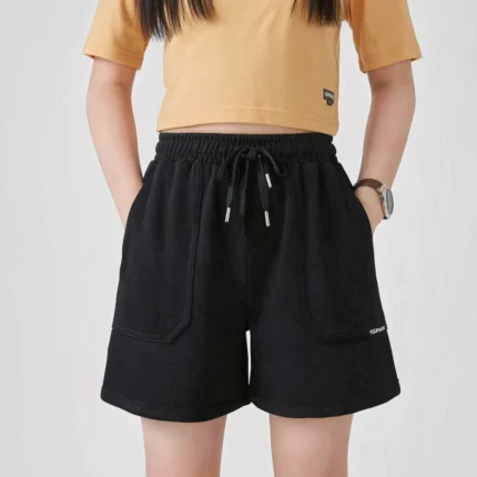 Short em Moletom sem Felpa Liso Lilimoon 94365 Feminino – Preto
