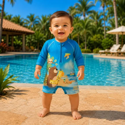 Macacão Manga Longa CASTELO DE AREIA com FPS UV 50+ Luc.Boo 95740 Masculino – Azul