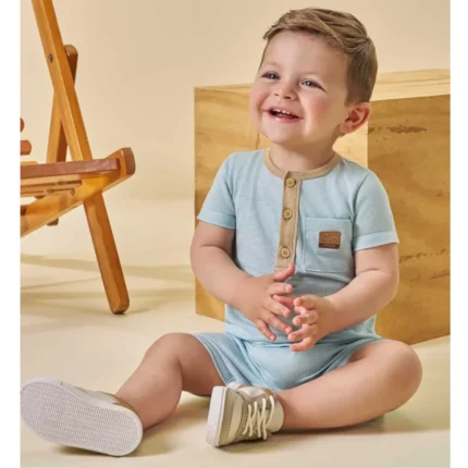Macacão Curto Bebê Menino LITTLE BEAR Luc.Boo 96169 – Azul