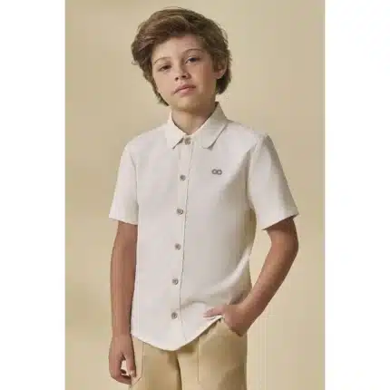 Camisa Social Manga Curta Linho DeLuxe Luc.Boo 96535 Masculino – Offwhite