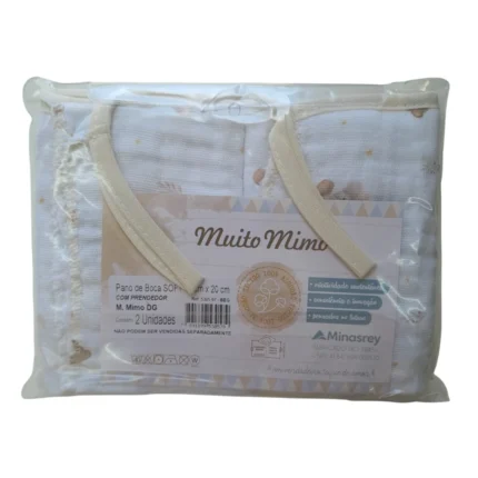 Kit 2 pçs Toalhinha Pano de Boca BICHINHOS em Fralda Muito Mimo 5305 - 20 x 40cm